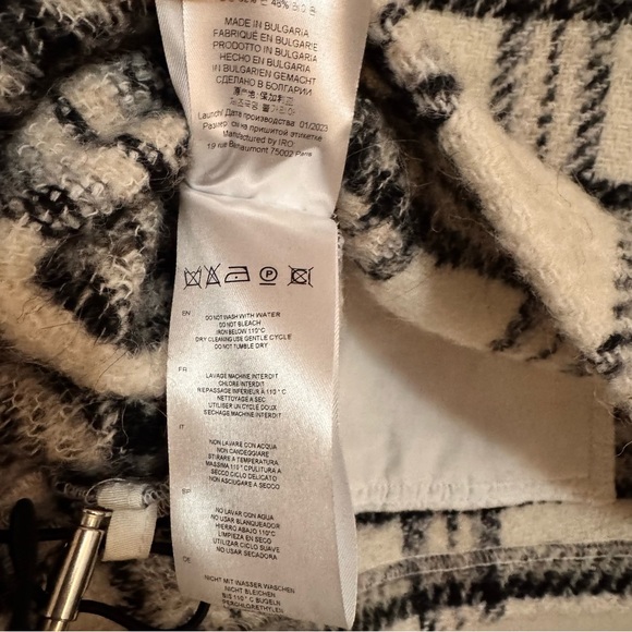 IRO Paris Bika Checked Wool-Blend Half-Zip Sweater Plaid NWT Size 38 - Picture 11 of 16
